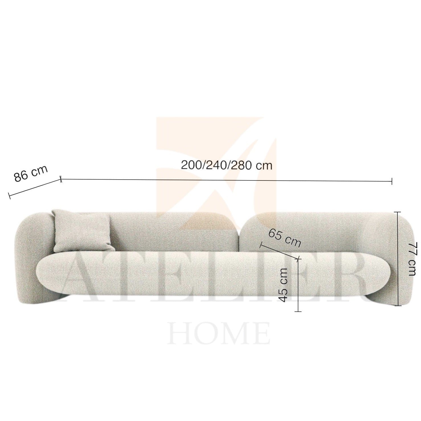 Home Atelier Sofa Kave Performance Boucle Curve Sofa