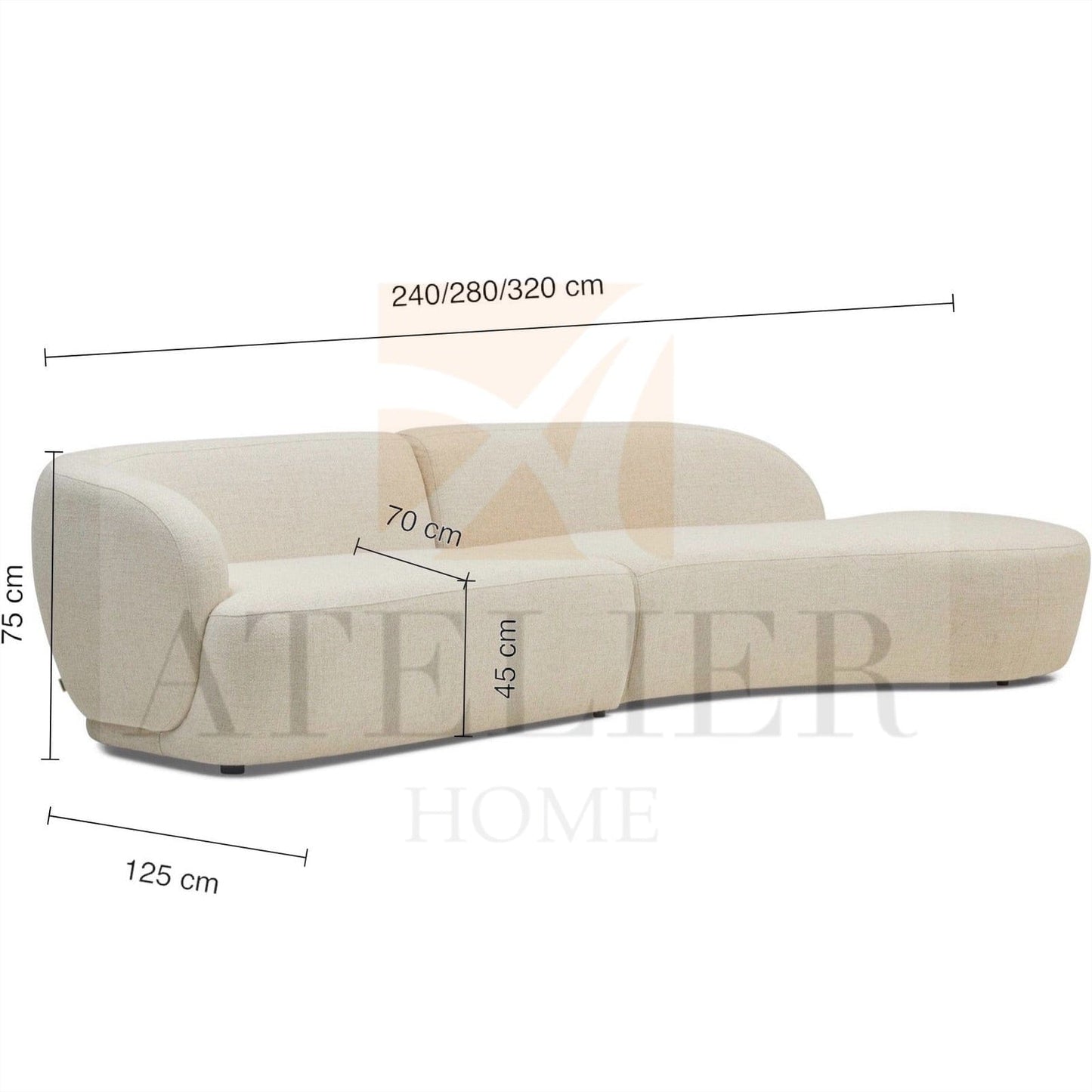 Home Atelier Sofa Loris Sectional Curve Sofa