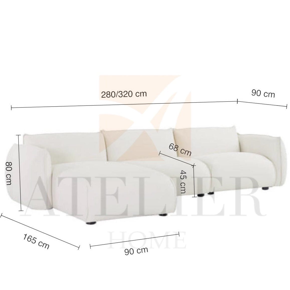 Home Atelier Sofa Moet Performance Boucle Sectional Sofa