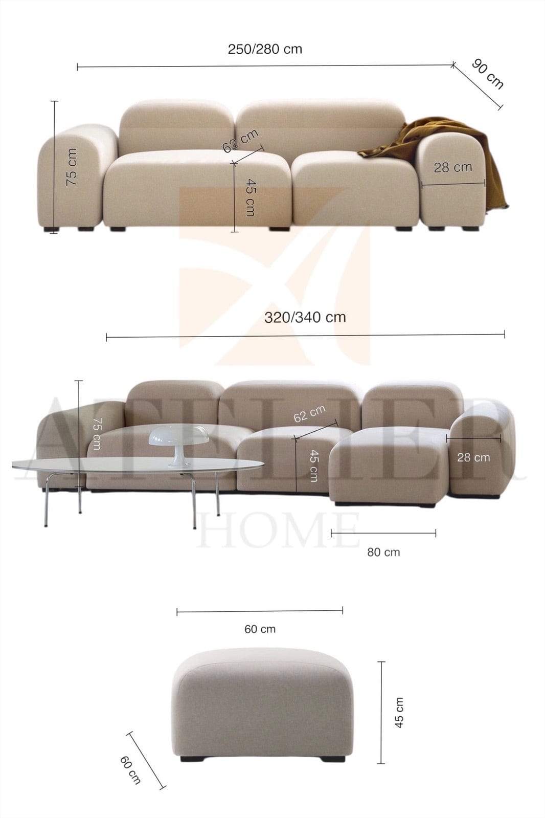 Home Atelier Sofa Ravo Scratch Resistant Sectional Sofa