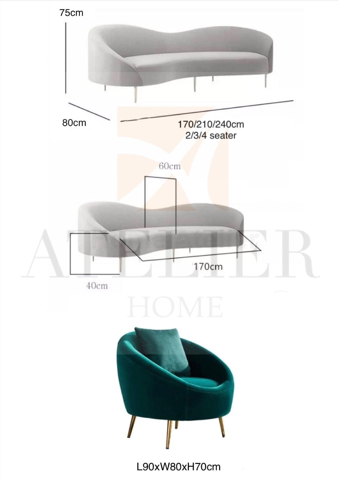 Home Atelier Stacey Curve Sofa