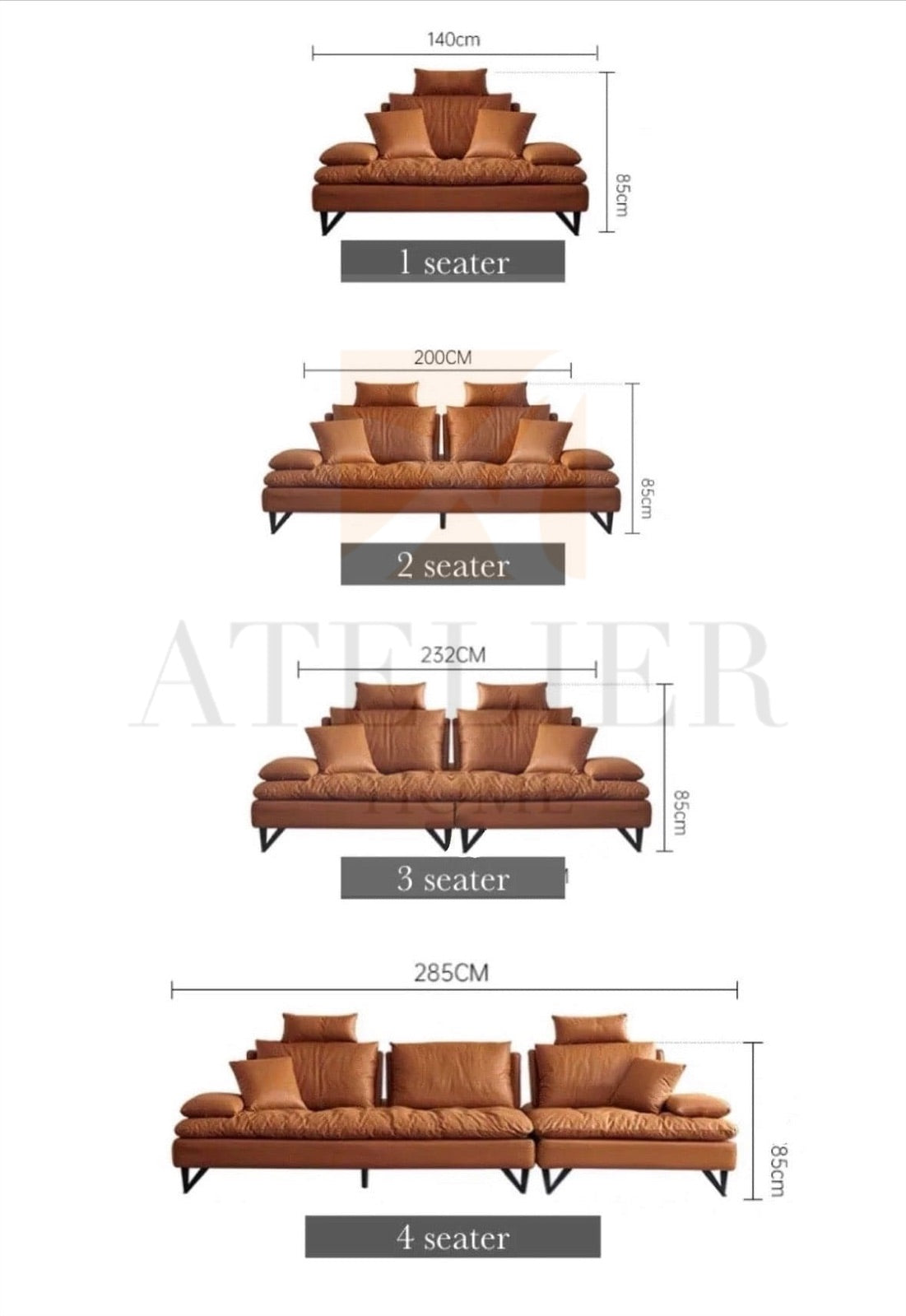 Home Atelier Tania Slidable Backrest Sofa