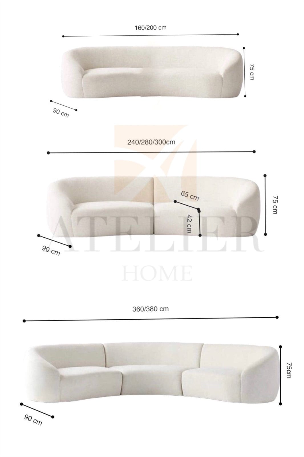Home Atelier Tara Boucle Curve Sofa