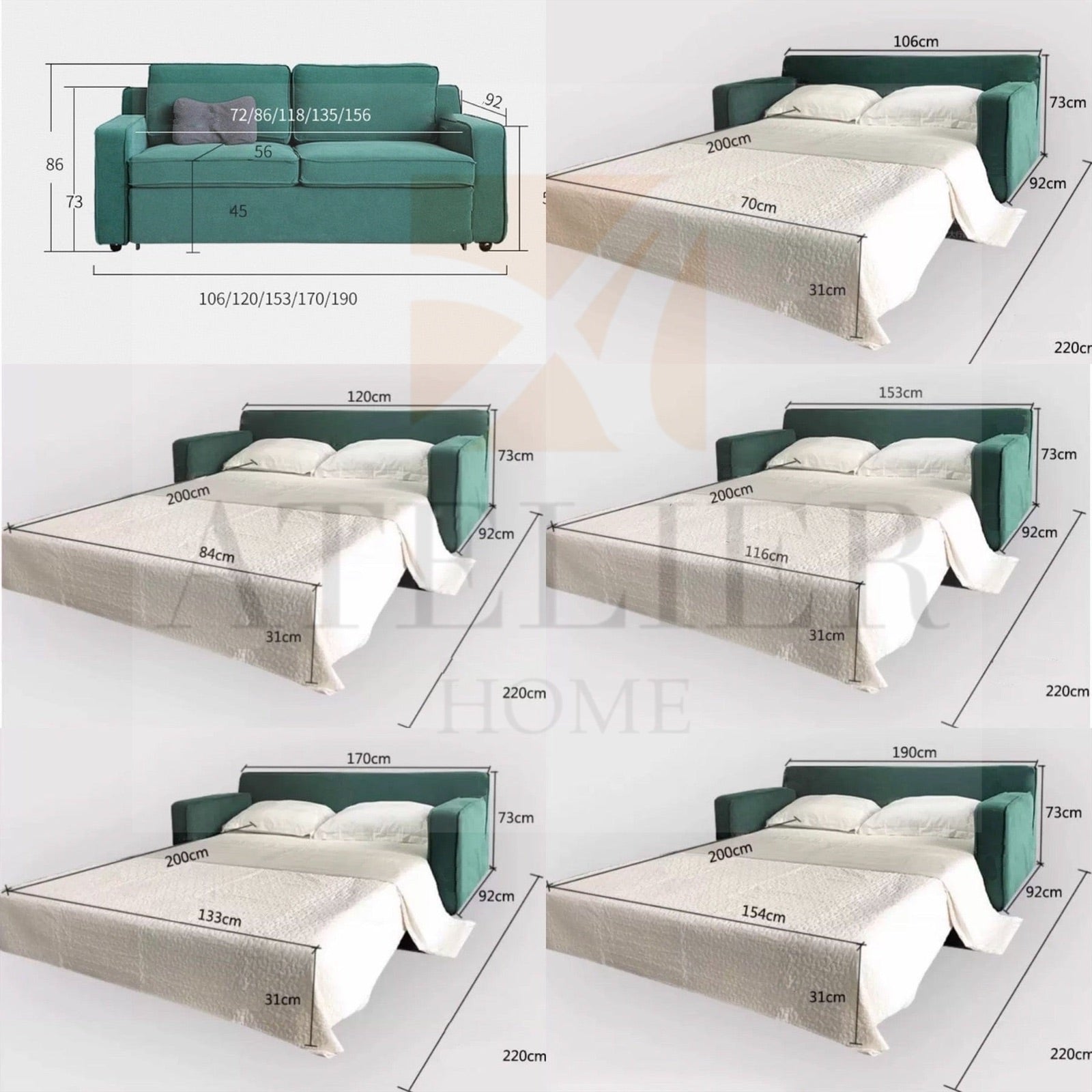 Home Atelier Tasha Pull-out Sofa Bed with Mattress