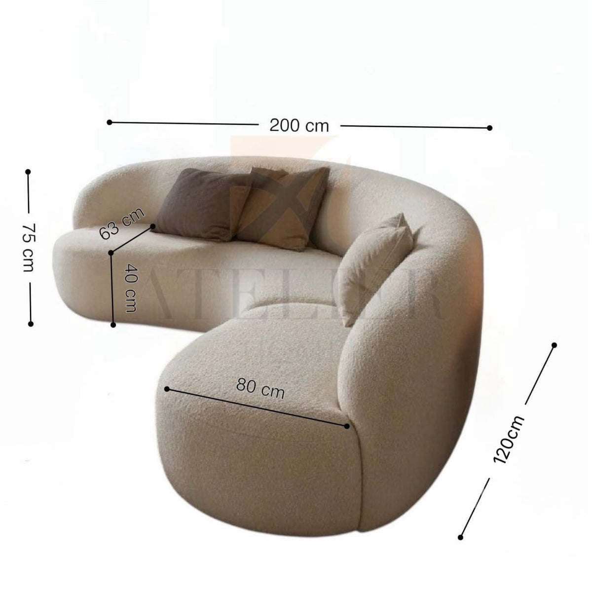 Home Atelier Tayden Performance Boucle Sectional Sofa