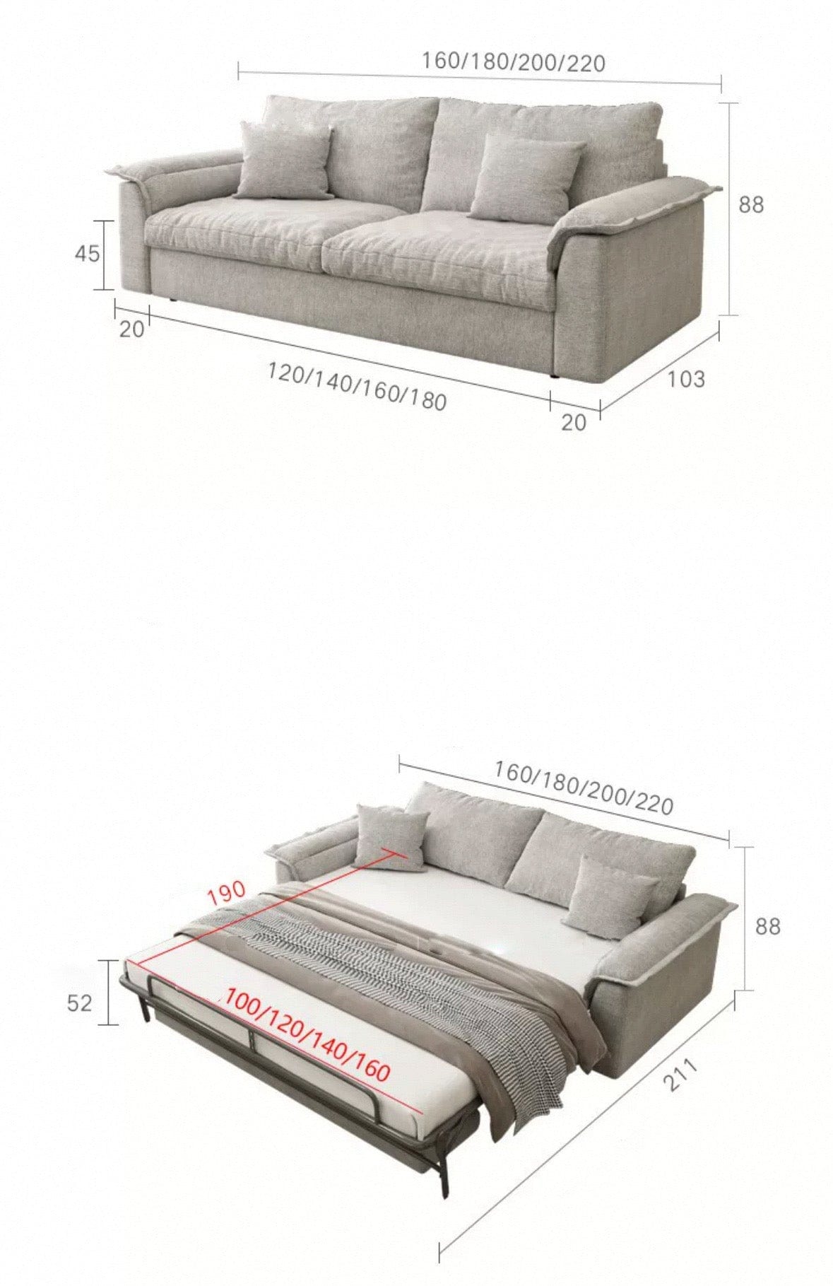 Home Atelier Terence Foldable Sofa Bed with Mattress