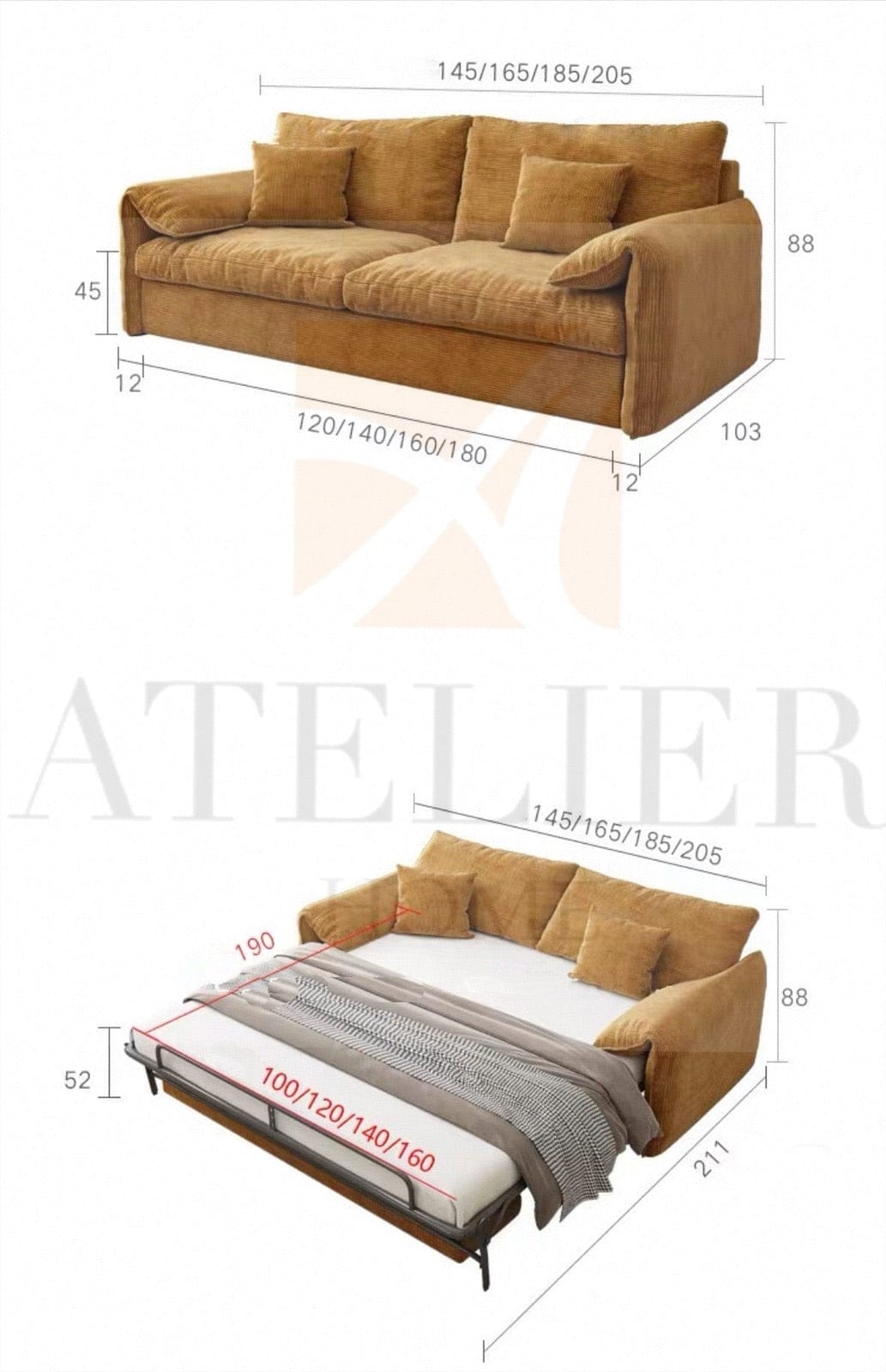 Home Atelier Tess Foldable Sofa Bed with Mattress