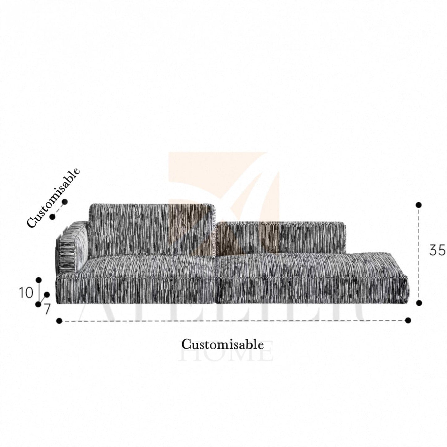 Home Atelier Textured Cotton Fabric / Customizable ( Request for Quote) Anton Customise Bay Window Sofa