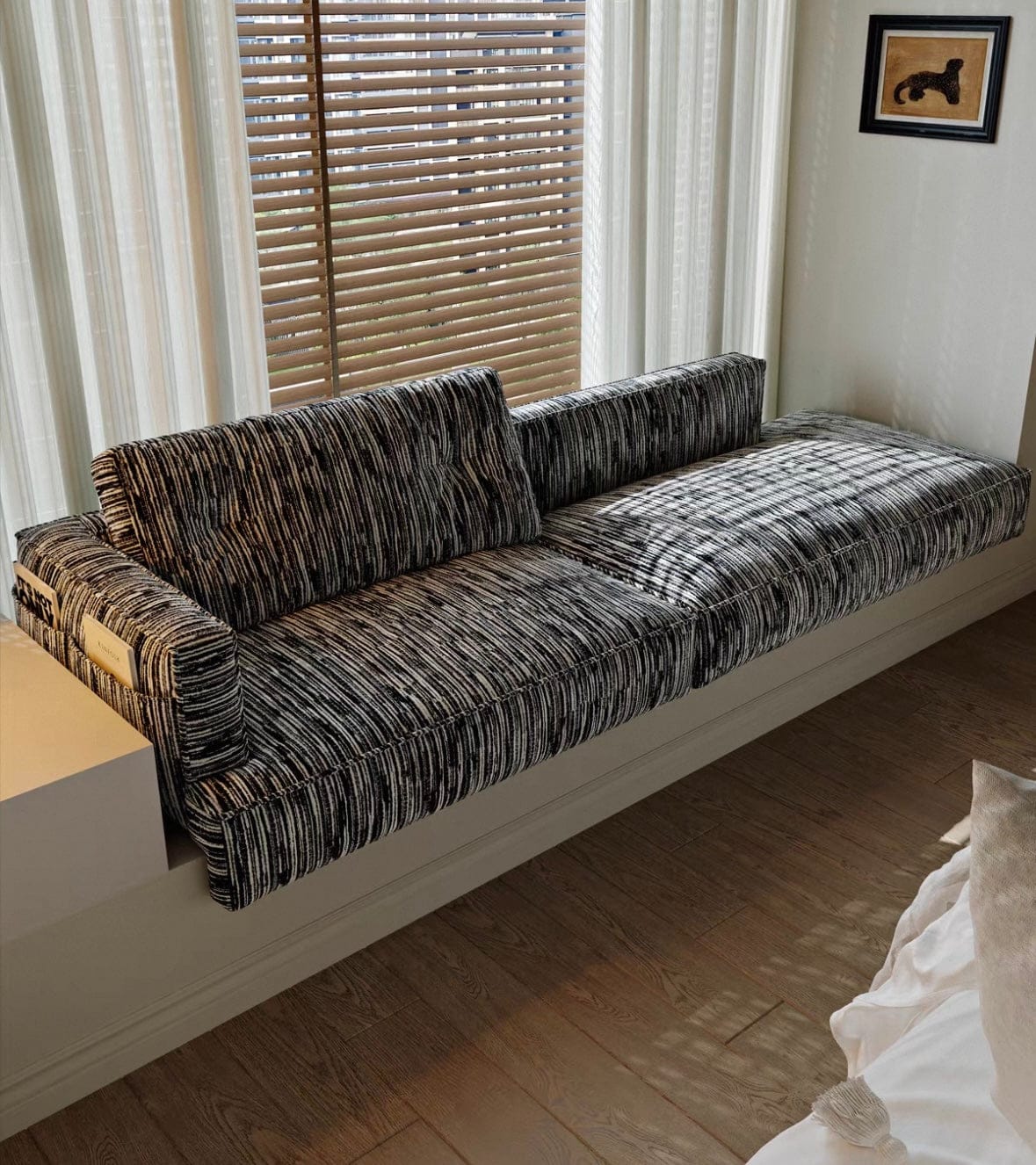 Home Atelier Textured Cotton Fabric / Customizable ( Request for Quote) Anton Customise Bay Window Sofa