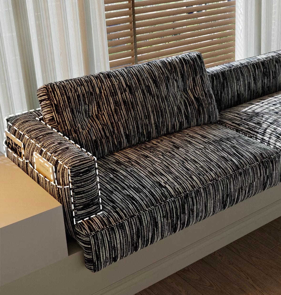 Home Atelier Textured Cotton Fabric / Customizable ( Request for Quote) Anton Customise Bay Window Sofa