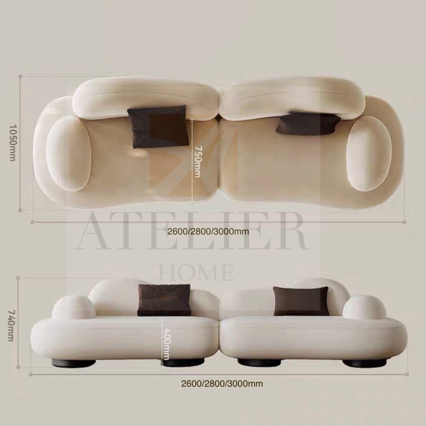 Home Atelier Thanos Scratch Resistant Sectional Designer Curve Sofa