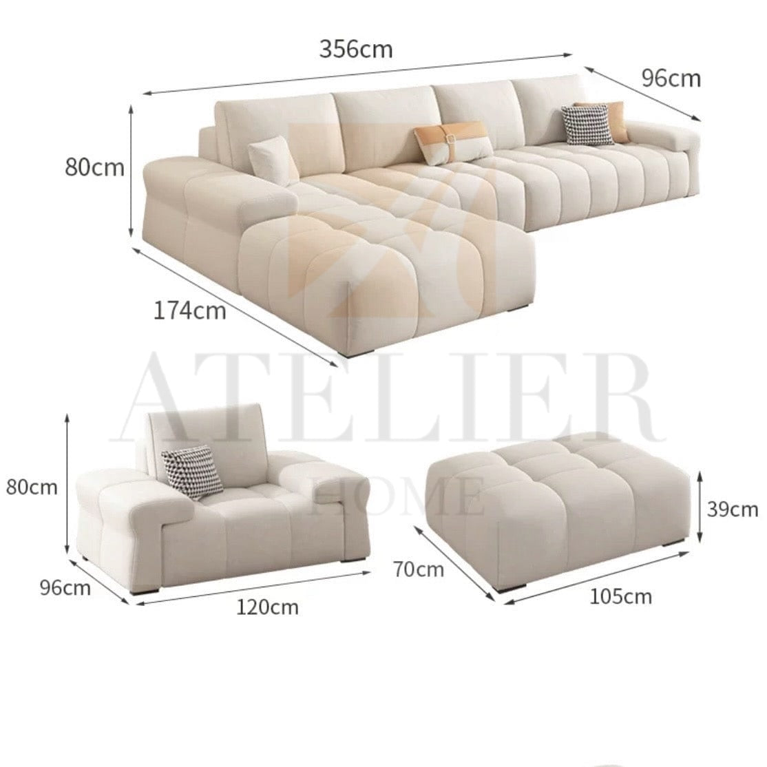 Home Atelier Theo Sectional Scratch Resistant Sofa