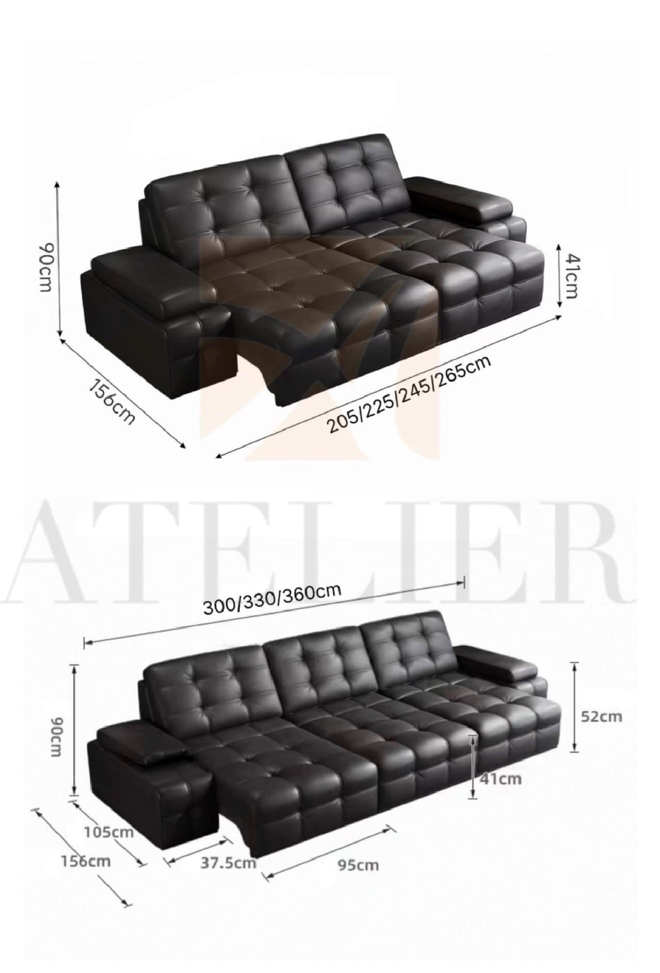 Home Atelier Thomson Genuine Leather Electric Motorized Sofa Bed