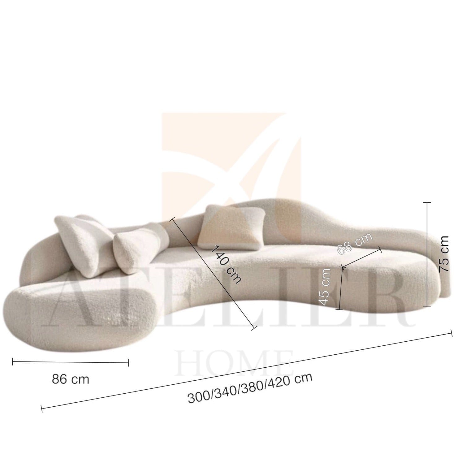 Home Atelier Trilium Performance Boucle Curve Sofa