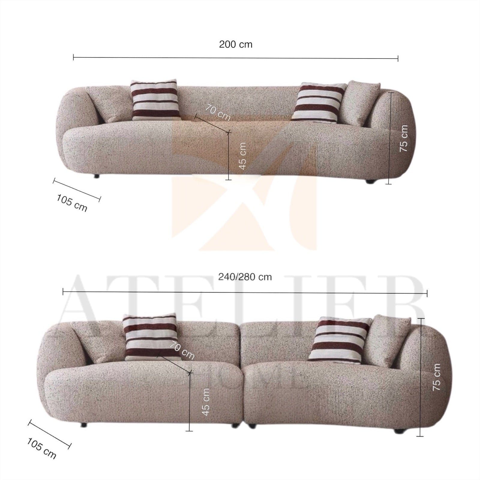 Home Atelier Tusca Performance Boucle Sectional Curve Sofa