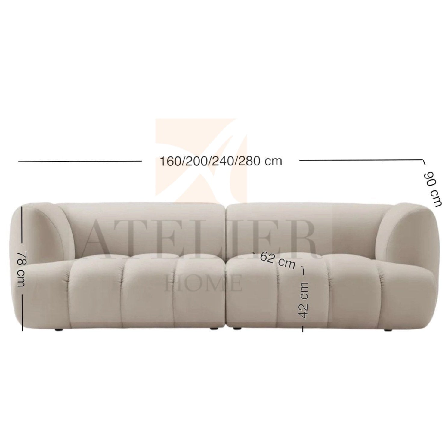 Home Atelier Vermont Scratch Resistant Curve Sofa