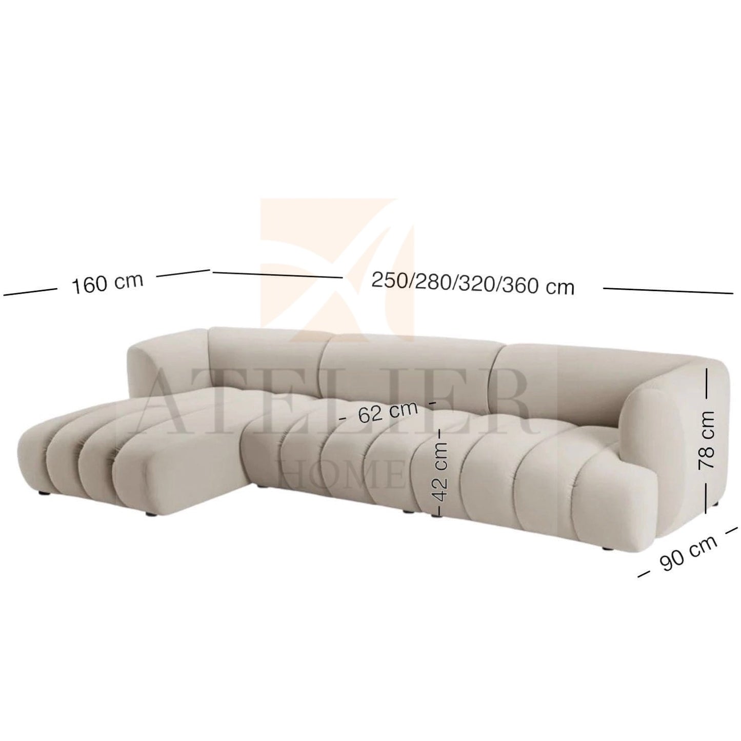 Home Atelier Vermont Scratch Resistant Sectional Sofa