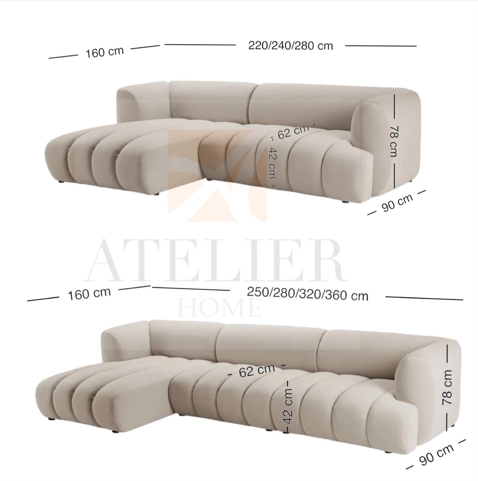 Home Atelier Vermont Scratch Resistant Sectional Sofa