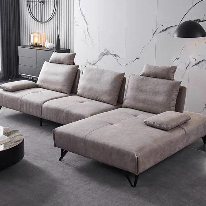 Home Atelier Water and Stain Repellent Leather-Aire / 3 seater L-shape/ Length 327cm / Light Grey Tallini L-shape Slider Sofa