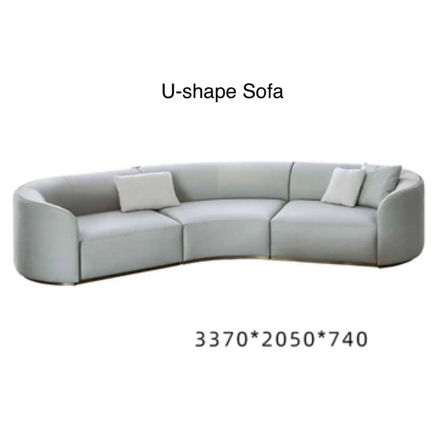Home Atelier Water and Stain Repellent Leather-Aire / U-shape/ Length 337cm / White Carlson Sectional Curve Round Sofa
