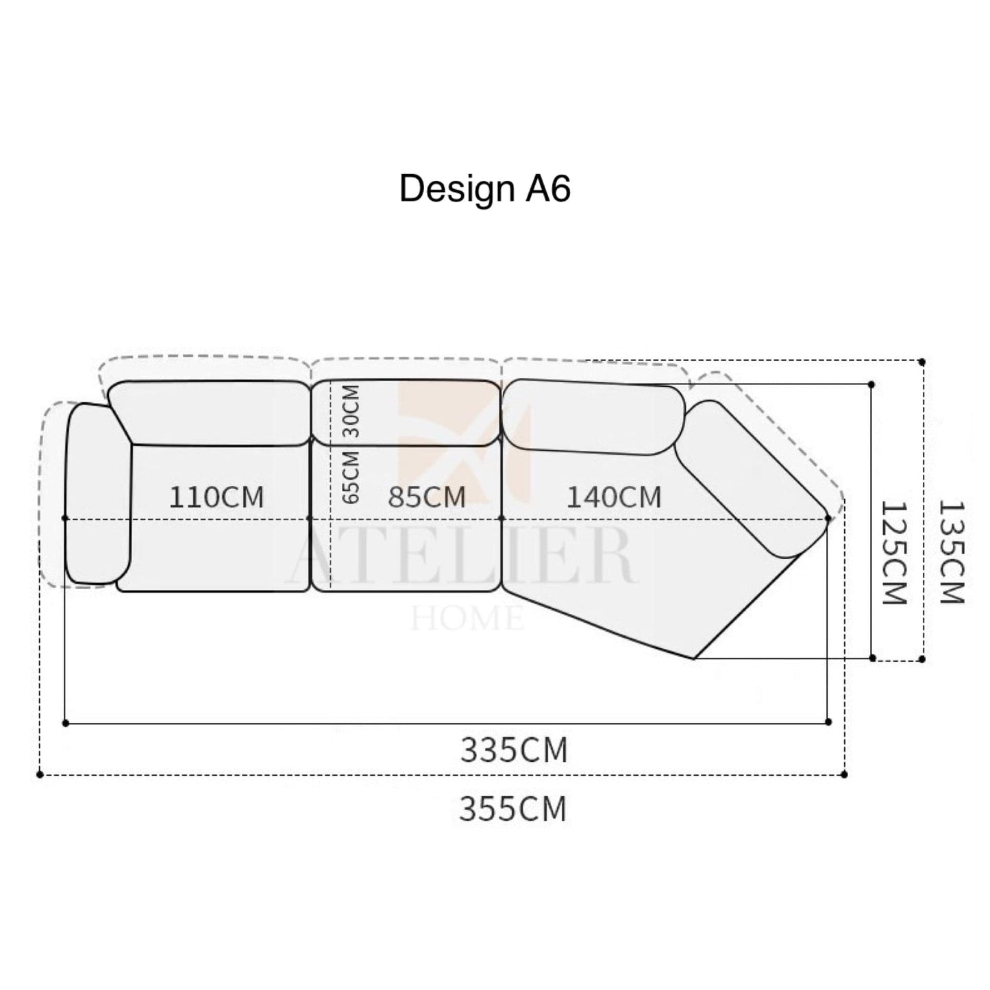Home Atelier Water/Stain Repellent and Scratch Resistant Suede Fabric / A6/ L355 x W135cm / Cream Floria Scratch Resistant Adjustable Backrest Sofa