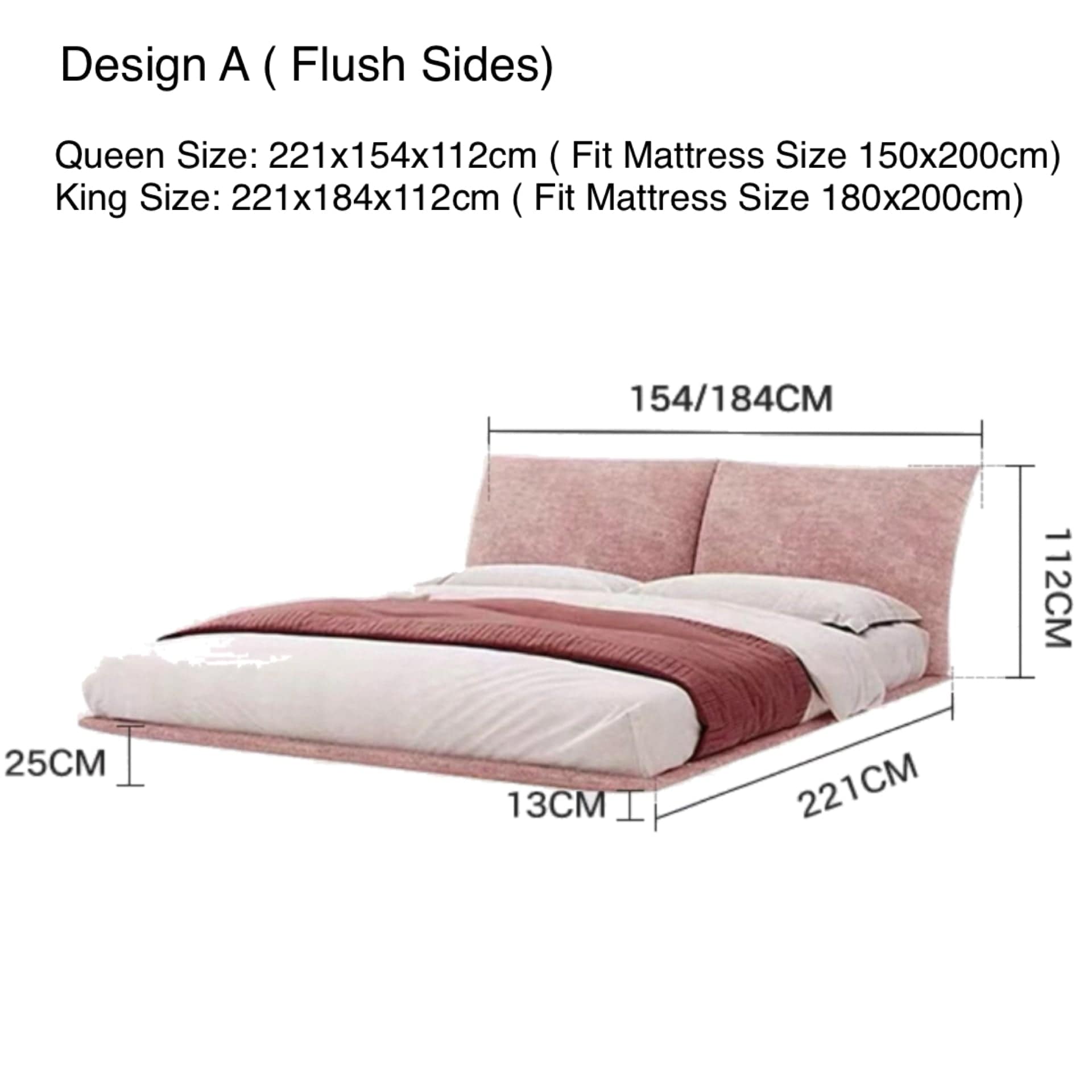 Home Atelier Water/Stain Repellent and Scratch Resistant Suede Fabric / Design A/ Flush Sides/ Queen Size / Cream Faye Scratch Resistant Floating Bed Frame with LED Base Lighting