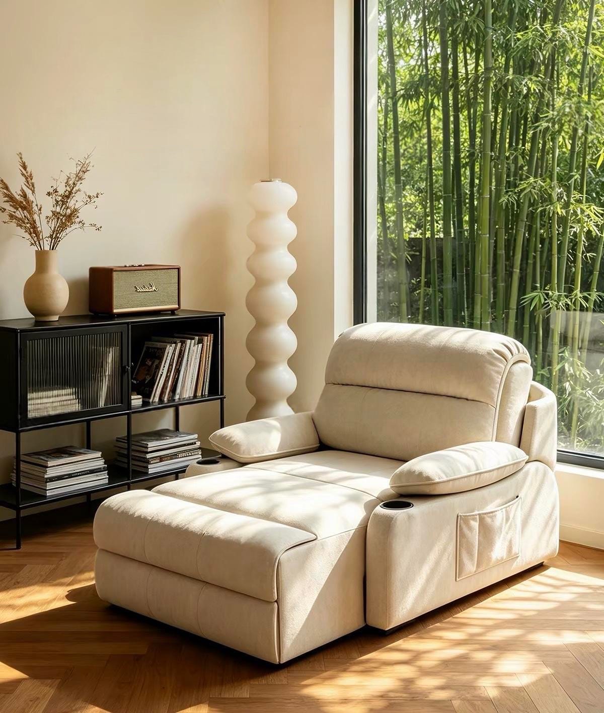 Home Atelier Water/Stain Repellent and Scratch Resistant Suede Fabric / L210 x W110 x H100 cm Isabella Scratch Resistant Electric Recliner Lounge Sofa (Copy)