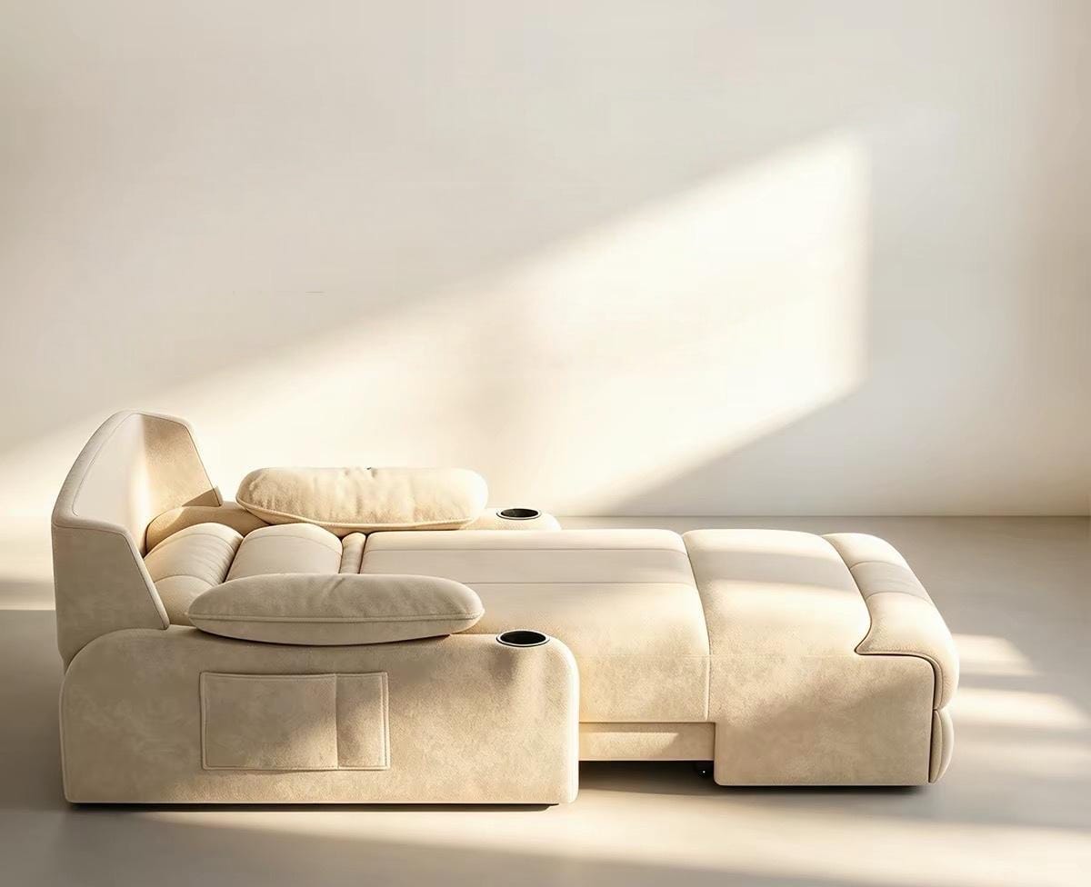 Home Atelier Water/Stain Repellent and Scratch Resistant Suede Fabric / L210 x W110 x H100 cm Isabella Scratch Resistant Electric Recliner Lounge Sofa (Copy)