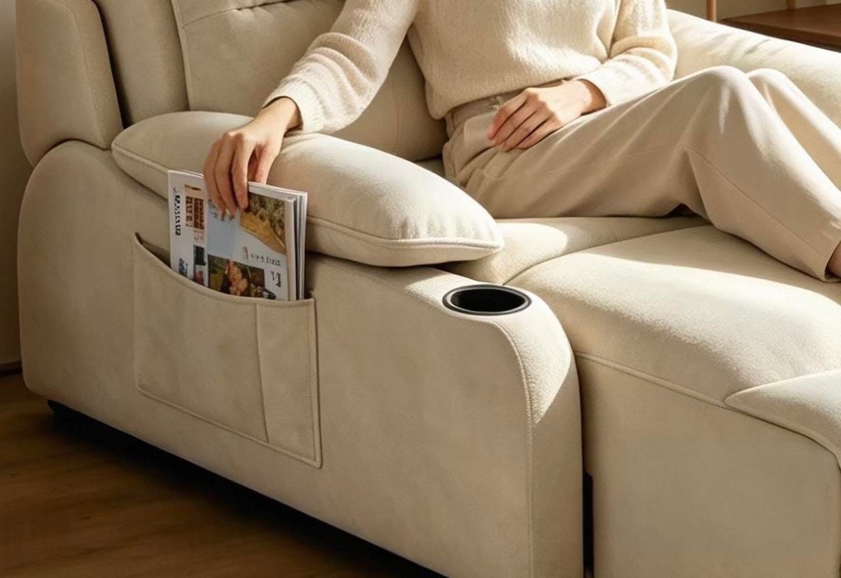 Home Atelier Water/Stain Repellent and Scratch Resistant Suede Fabric / L210 x W110 x H100 cm Isabella Scratch Resistant Electric Recliner Lounge Sofa (Copy)