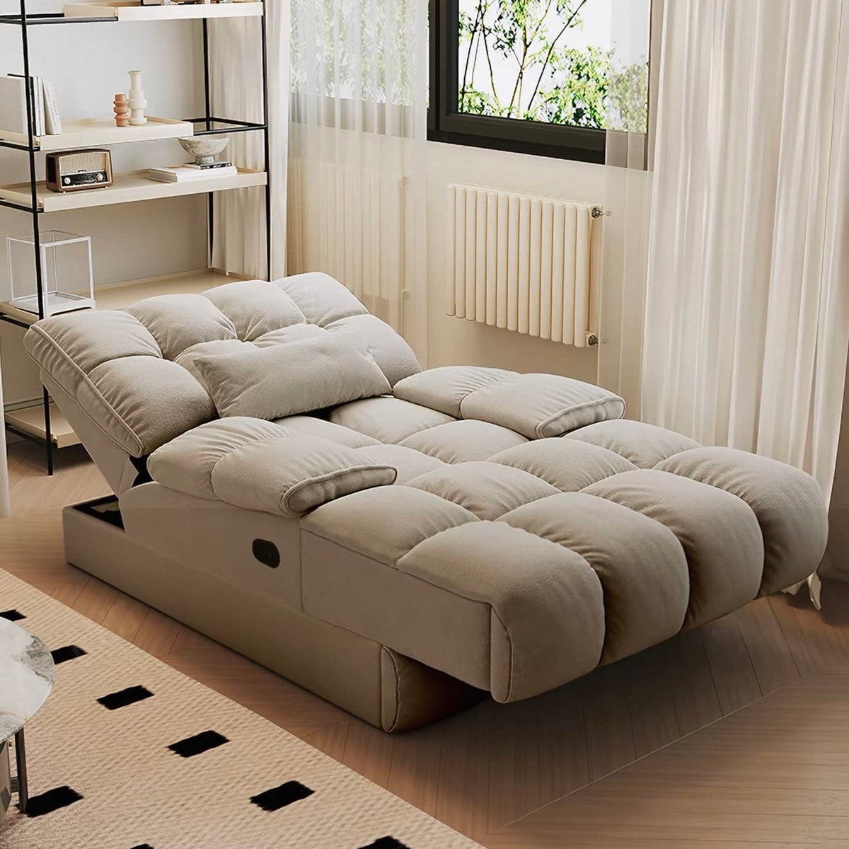 Home Atelier Water/Stain Repellent and Scratch Resistant Suede Fabric / L210 x W110 x H100 cm Monica Scratch Resistant Electric Recliner Lounge Sofa