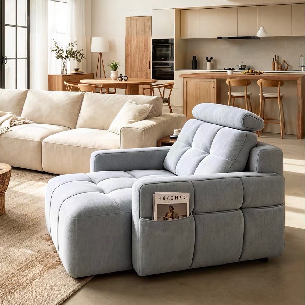 Home Atelier Water/Stain Repellent and Scratch Resistant Suede Fabric / L210 x W110 x H100 cm Raven Scratch Resistant Electric Recliner Lounge Sofa (Copy)