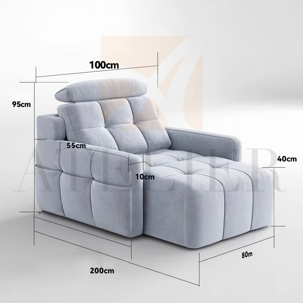 Home Atelier Water/Stain Repellent and Scratch Resistant Suede Fabric / L210 x W110 x H100 cm Raven Scratch Resistant Electric Recliner Lounge Sofa (Copy)
