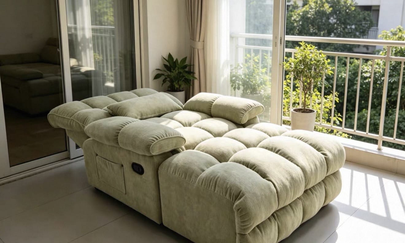 Home Atelier Water/Stain Repellent and Scratch Resistant Suede Fabric / L210 x W110 x H100 cm Tango Scratch Resistant Electric Recliner Lounge Sofa (Copy 2)