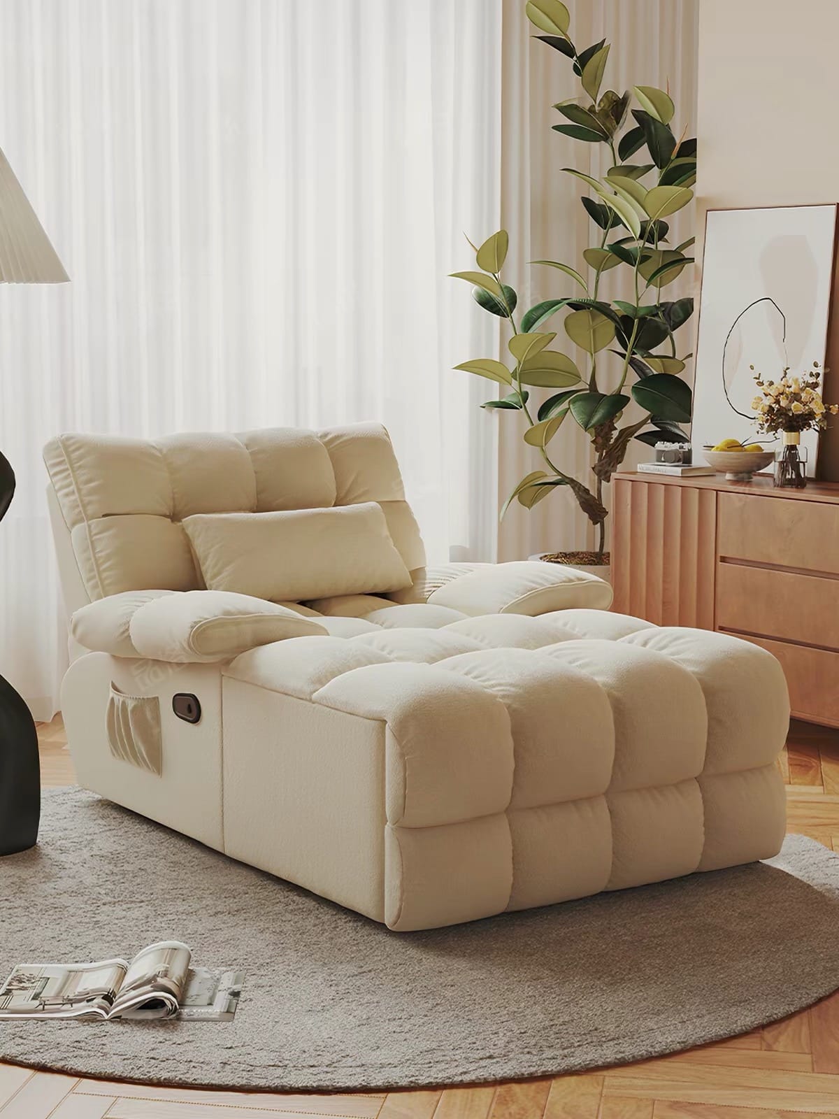Home Atelier Water/Stain Repellent and Scratch Resistant Suede Fabric / L210 x W110 x H100 cm Tango Scratch Resistant Electric Recliner Lounge Sofa (Copy 2)