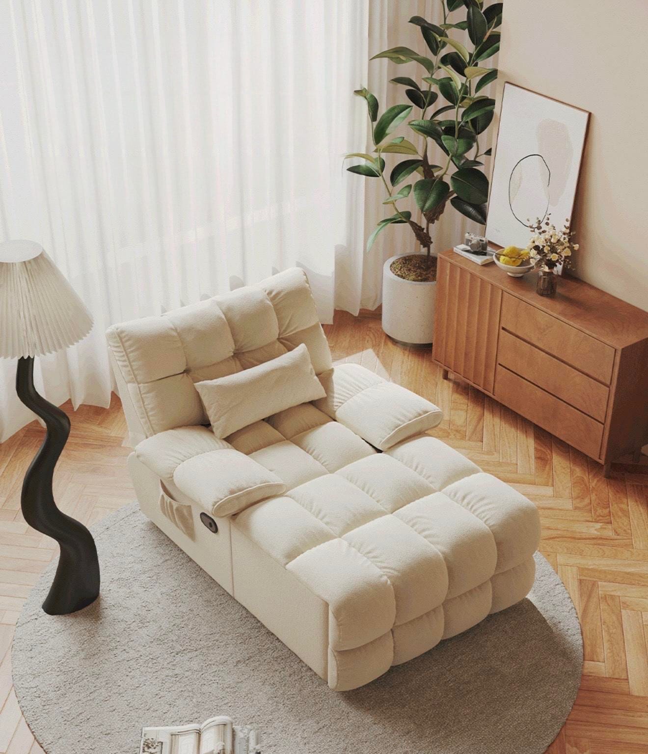 Home Atelier Water/Stain Repellent and Scratch Resistant Suede Fabric / L210 x W110 x H100 cm Tango Scratch Resistant Electric Recliner Lounge Sofa (Copy 2)