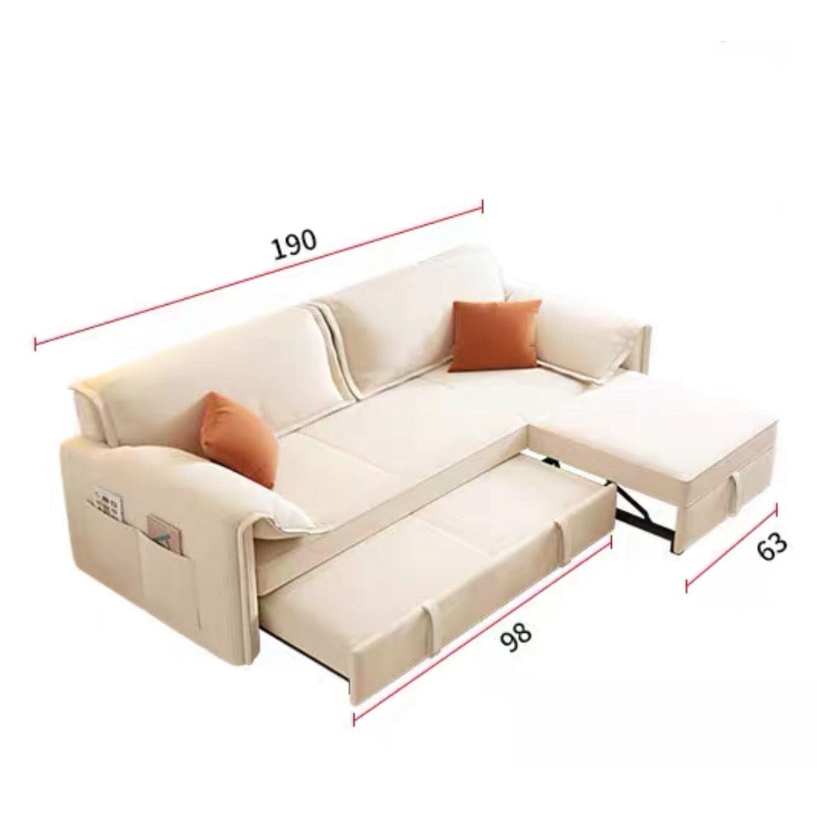 Home Atelier Water/Stain Repellent and Scratch Resistant Suede Fabric / Length 190cm Percier Scratch Resistant Sofa Bed