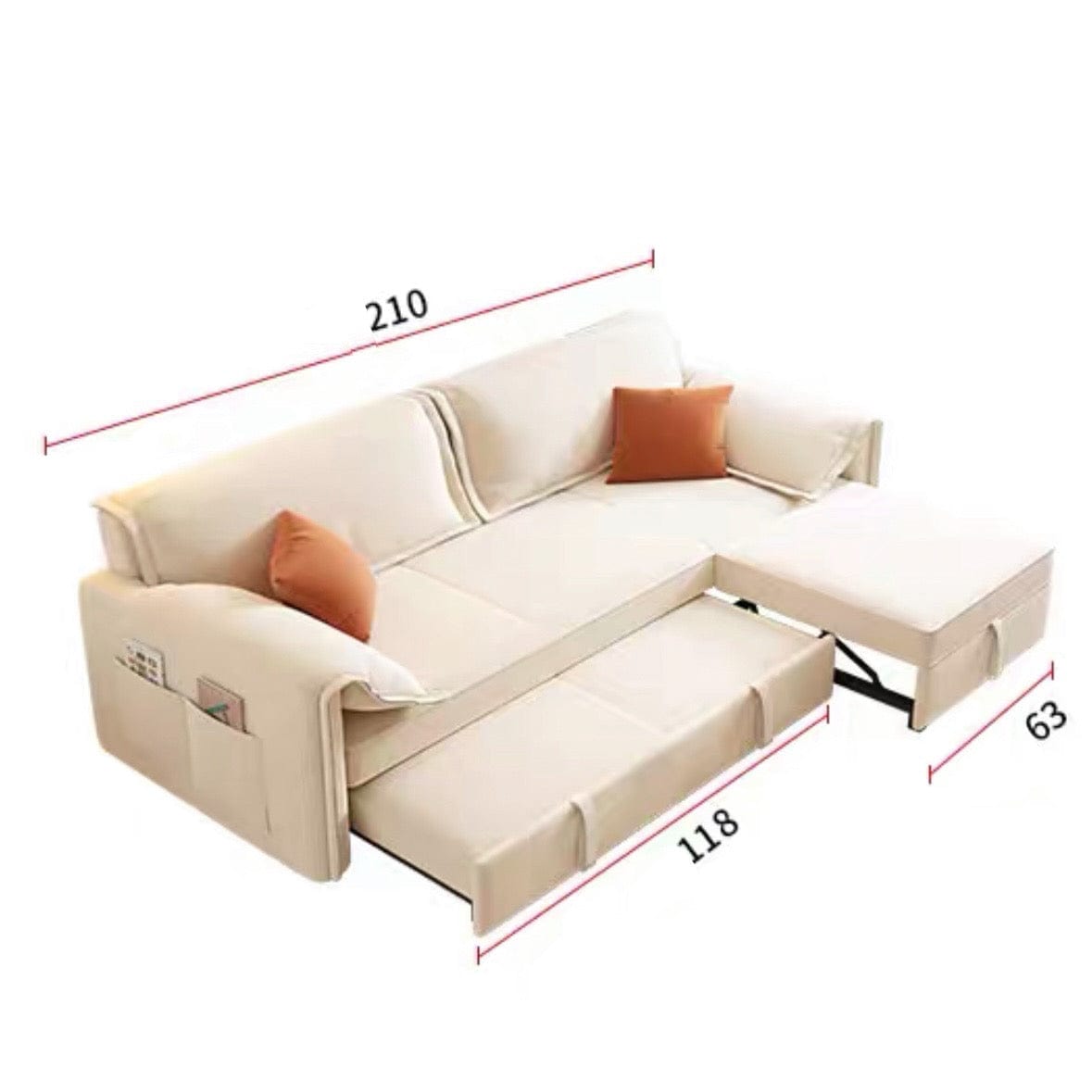 Home Atelier Water/Stain Repellent and Scratch Resistant Suede Fabric / Length 210cm Percier Scratch Resistant Sofa Bed