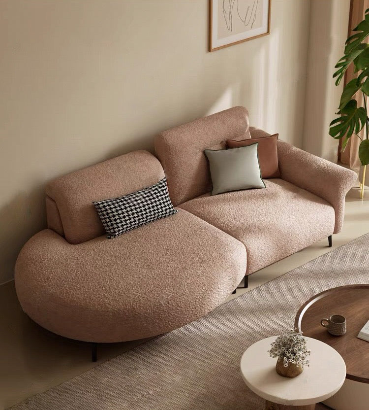 Home Atelier Water/Stain Repellent and Scratch Resistant Suede Fabric / Length 220cm / Cream Cassandra Scratch Resistant Round Chaise Electric Recliner Sofa