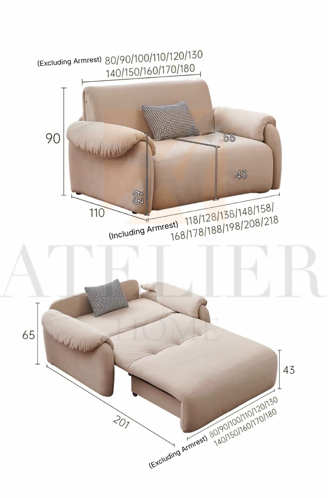 Home Atelier Winsley Scratch Resistant Electric Extendable Sofa Bed (Copy 2)
