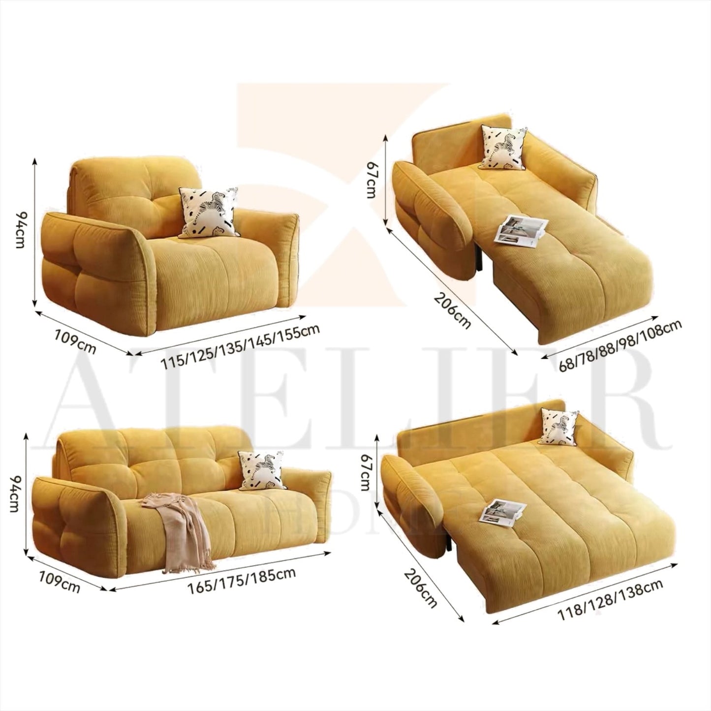 Home Atelier Zac Scratch Resistant Electric Extendable Sofa Bed