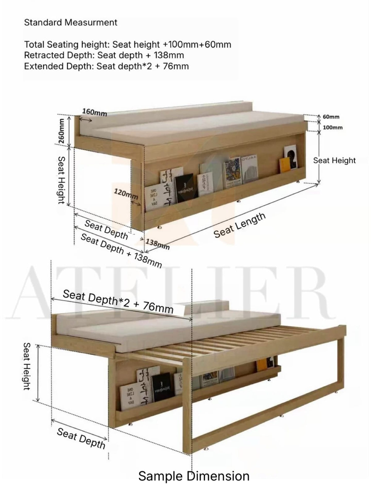 Home Atelier Zaneth Customise Bay Window Sofa Bed