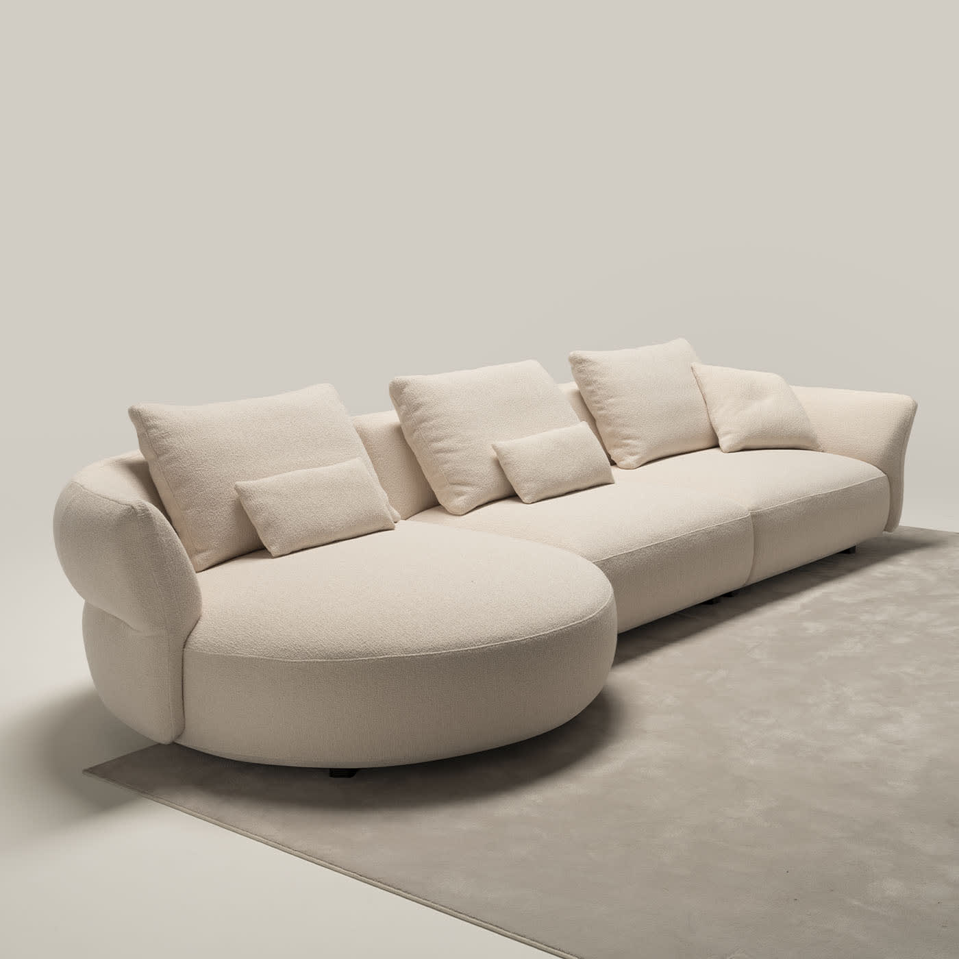 Madrid White Fabric Sofa With Chaise Longue